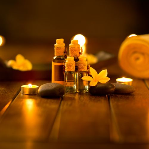 A selection of aromatherapy oils for massage use